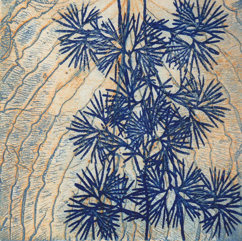 “Running Pine,” Collograph-solar plate etching (6