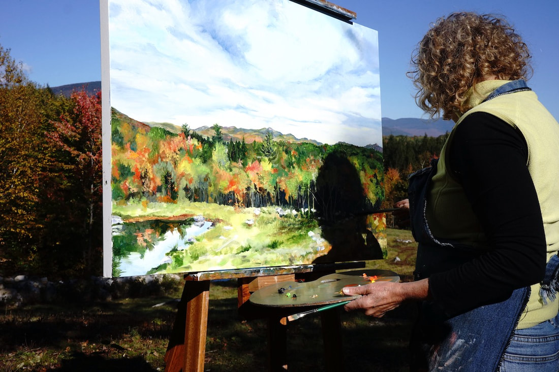 Kathryn painting a commission on location. Photo by Leo Dwyer
